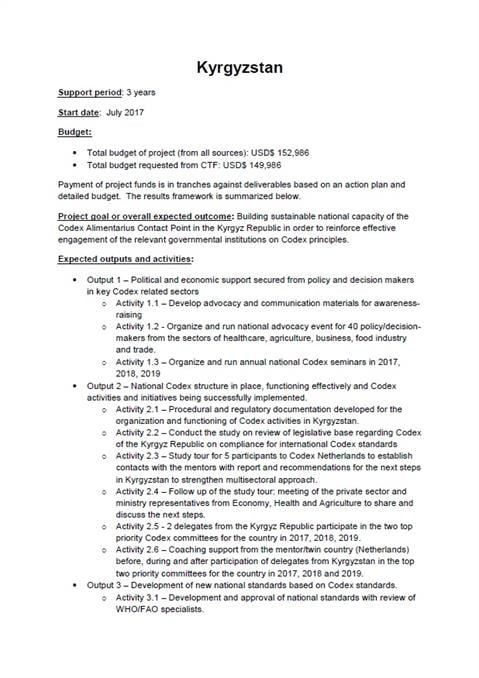 Kyrgyzstan project summary - Round 1