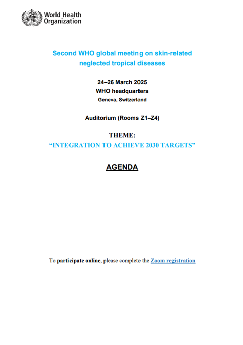 Agenda of the Second WHO global meeting on skin-related neglected tropical diseases
