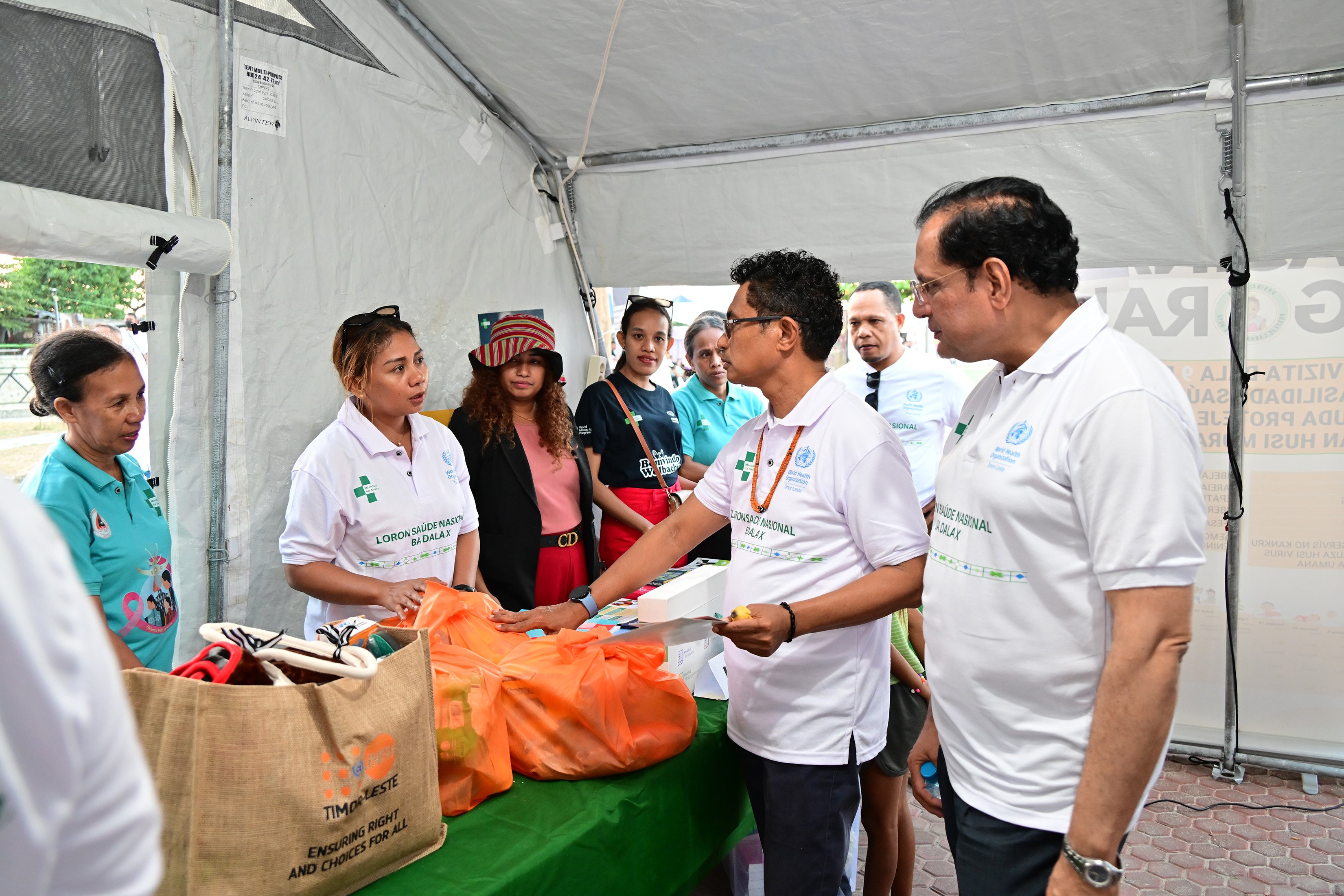 The Vice Prime Minister and the WHO Representative visited the maternal health stall during the National Health Day Expo.