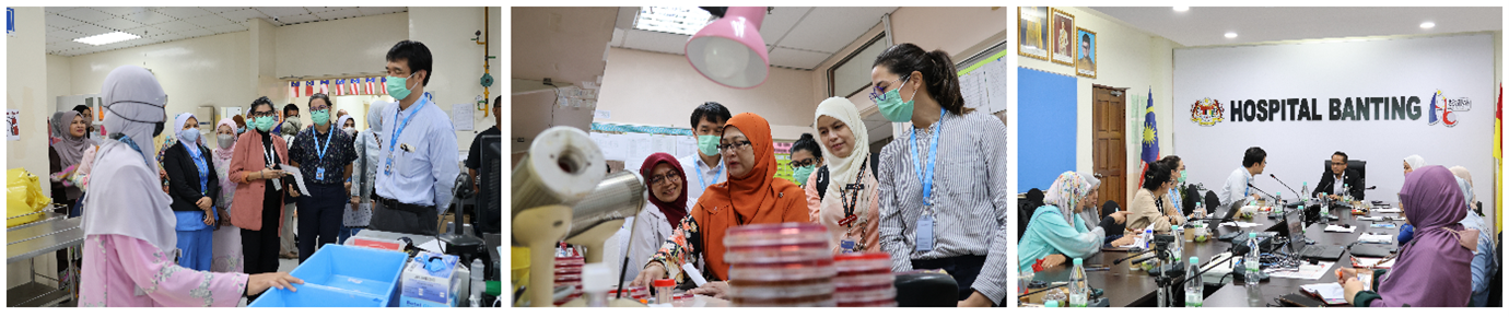 Laboratory visits and review of AMR surveillance assessment at Sungai Buloh Hospital, Putrajaya Hospital and Banting Hospital, respectively.